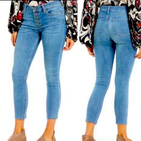 Free People Reagan Button Front Raw-Hem Skinny Jeans - Picture 2 of 5